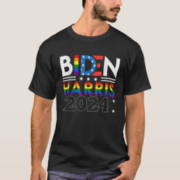 Biden Harris 2024 Rainbow Flag Gay Pride LGBT  T-Shirt
