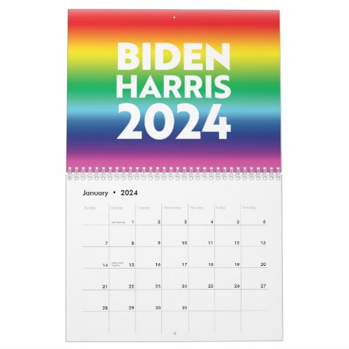 Biden Harris 2024 rainbow gradient gay pride LGBT Calendar