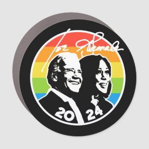 Biden Harris 2024 Rainbow LGBTQ Pride Car Magnet