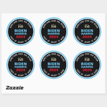 Biden Harris 2024 Something Good Has Begun Classic Round Sticker by oddFrogg at Zazzle