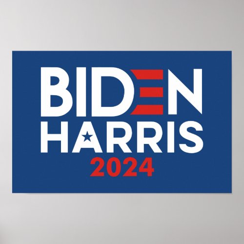 Biden Harris 2024 star _ Red White Blue Poster
