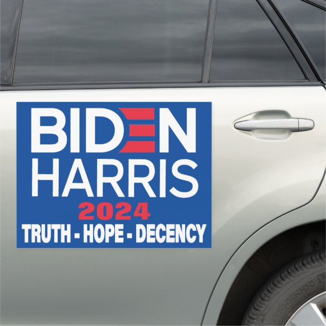 Biden Harris 2024 Truth Hope Decency Car Magnet (In Situ)