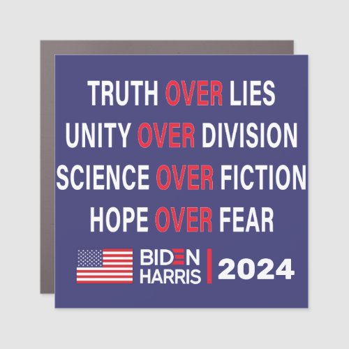 Biden Harris 2024 Truth Unity Science Hope Car Magnet