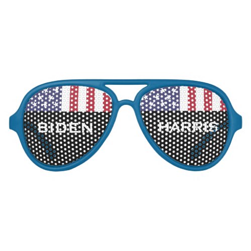 BIDEN HARRIS 2024 USA Flag Party Blue Aviators Aviator Sunglasses