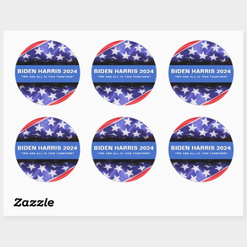 BIDEN HARRIS 2024 USA Flag Round Stickers