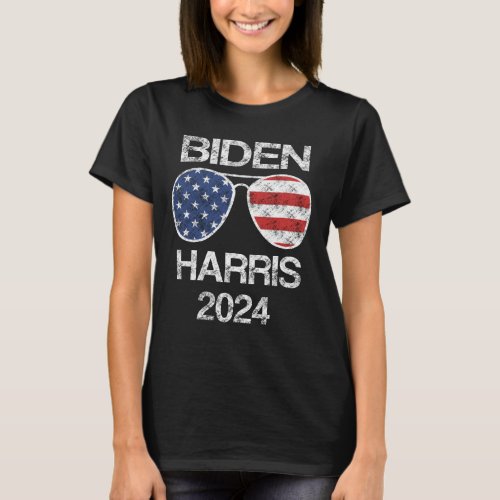 Biden Harris 2024 Vintage American Flag Sunglasses T_Shirt