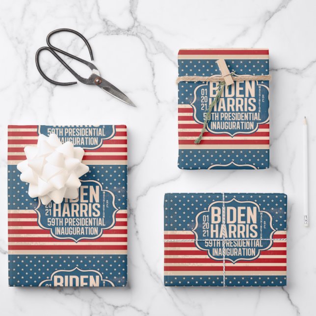 Biden Harris 59th Inauguration Commemorative Wrapping Paper Sheets (Front)