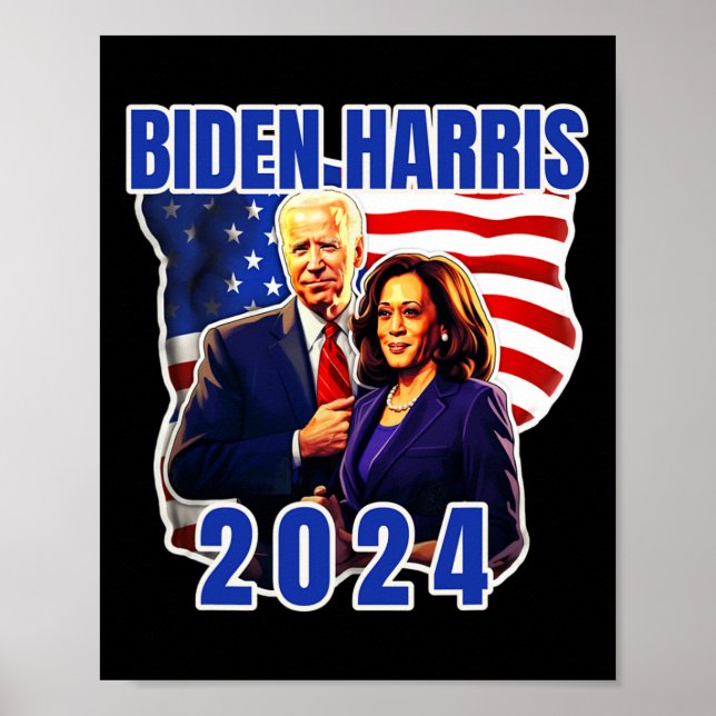 Biden Harris American Flag Vote 2024 Election  Poster (Front)