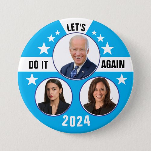 Biden Harris and AOC 2024 Button