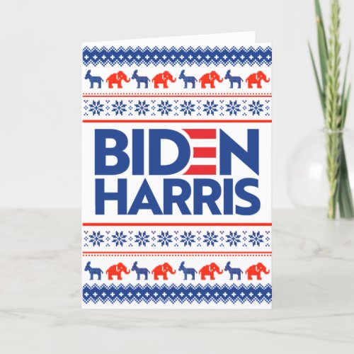 BIDEN HARRIS BLUE CHRISTMAS SWEATER CARD