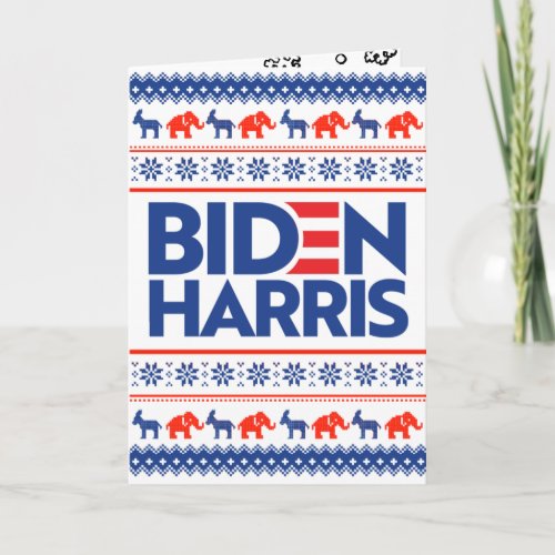 BIDEN HARRIS BLUE CHRISTMAS SWEATER CARD