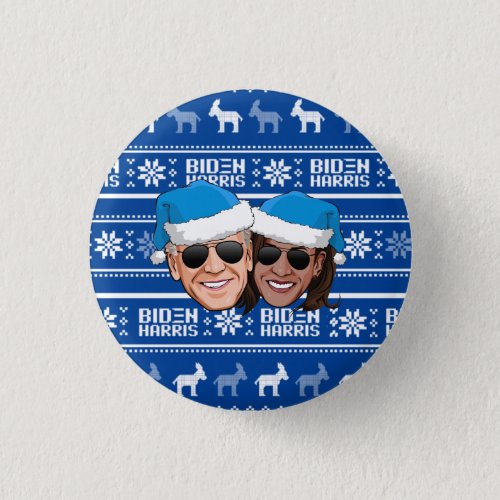Biden Harris Blue Hat Holiday Button