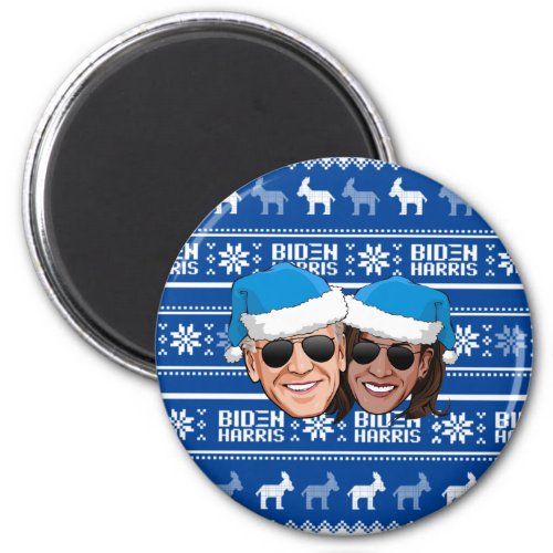 Biden Harris Blue Hat Holiday Magnet