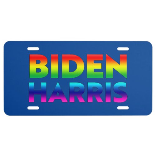 Biden Harris Blue pride lgbtq rainbow colors _ License Plate