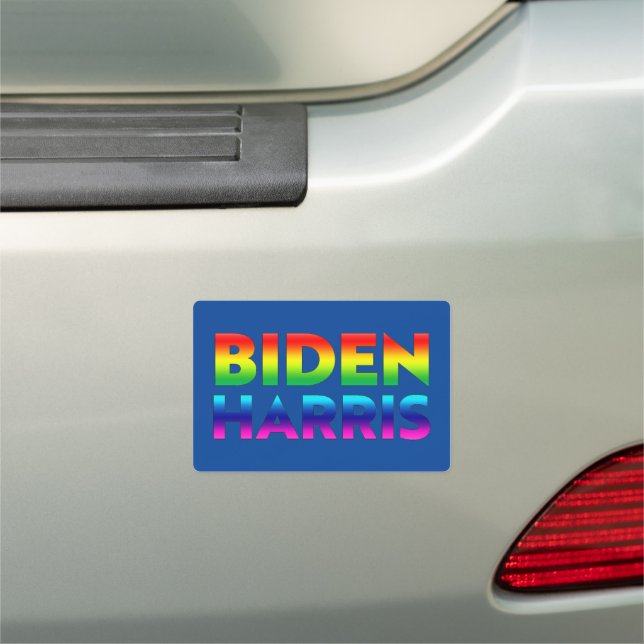 Biden Harris blue rainbow pride colors Modern Car Magnet (In Situ)