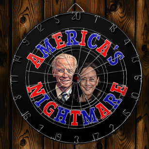 Biden Harris Cartoon AMERICA'S NIGHTMARE   Dart Board