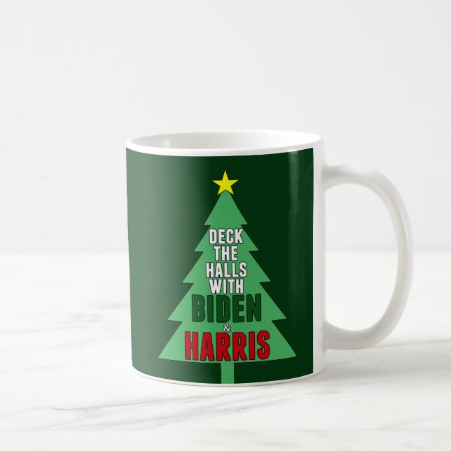 Biden Harris Christmas Tree Deck the Halls Coffee Mug (Right)