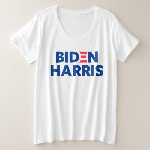 Biden  Harris Election Campaign Blue Logo White Plus Size T_Shirt