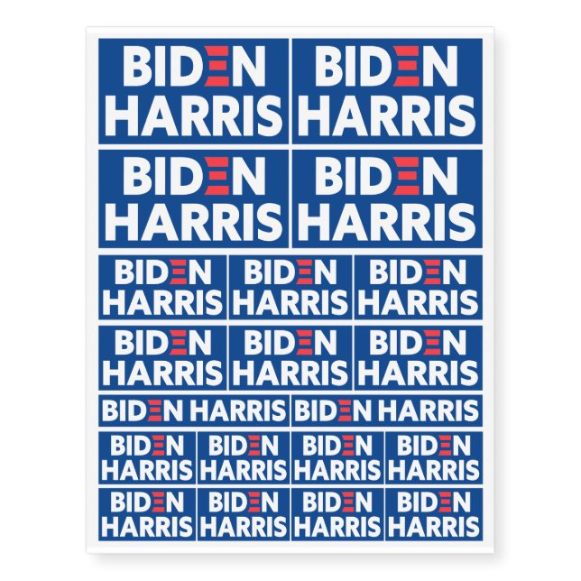 Biden / Harris Election Campaign Red White Blue Temporary Tattoos (Front)