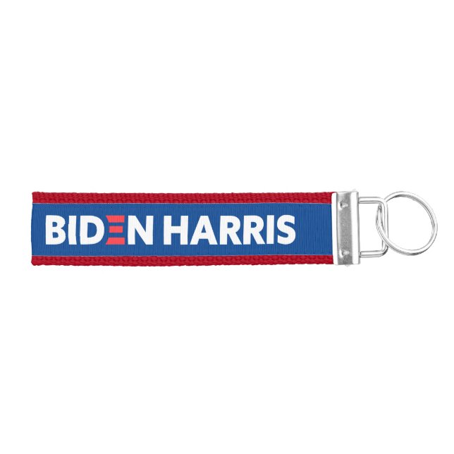 Biden / Harris Election Campaign Red White Blue Wrist Keychain (Keys on Right)