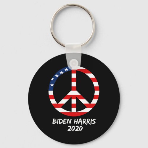 Biden Harris Election Democratic Usa Flag Peace Si Keychain