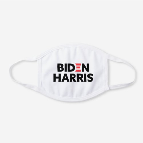 Biden  Harris Election Support Black Red Logo White Cotton Face Mask