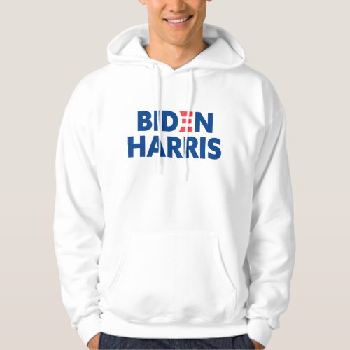 Biden  Harris Election Support Blue Logo White Hoodie