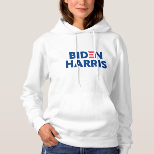 Biden  Harris Election Support Blue Logo White Hoodie