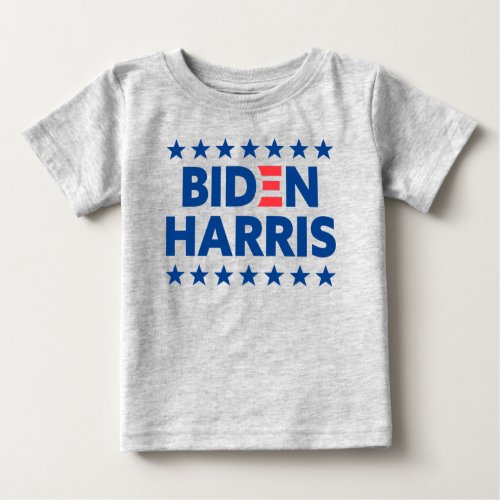 Biden Harris Election Support Blue Stars Gray Baby T_Shirt