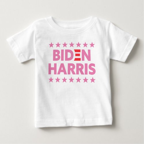 Biden Harris Election Support Pink Stars Baby T_Shirt