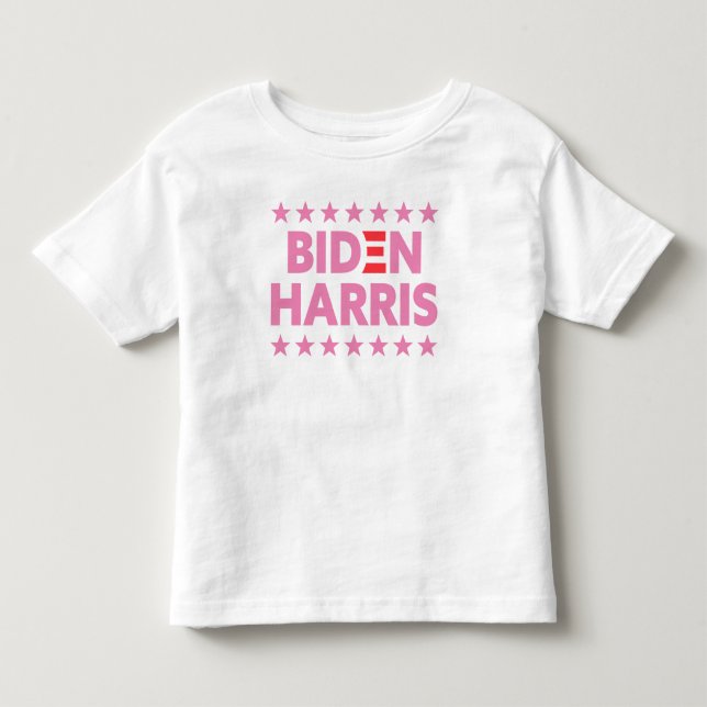 Biden / Harris Election Support Pink Stars White Toddler T-shirt (Front)