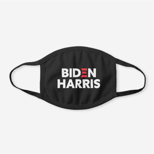 Biden  Harris Election Support White Red Logo Black Cotton Face Mask