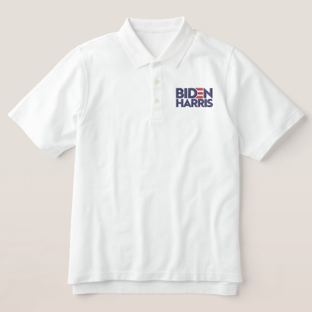 Biden Harris Embroidered Polo Shirt (Design Front)