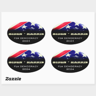 BIDEN HARRIS For DEMOCRACY 2024 Oval Sticker