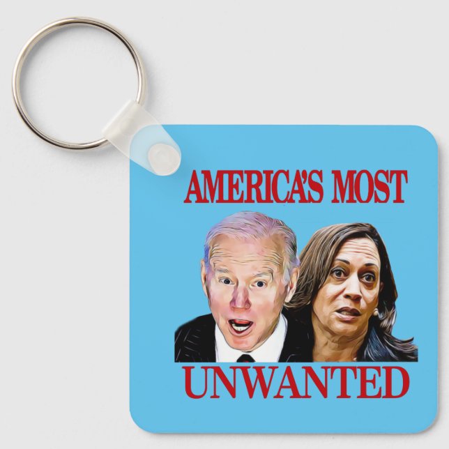 Biden Harris Funny America's Most Unwanted confuse Keychain (Front)
