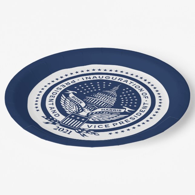 Biden Harris Inaugural Logo Inauguration Day 2021 Paper Plates (Angled)