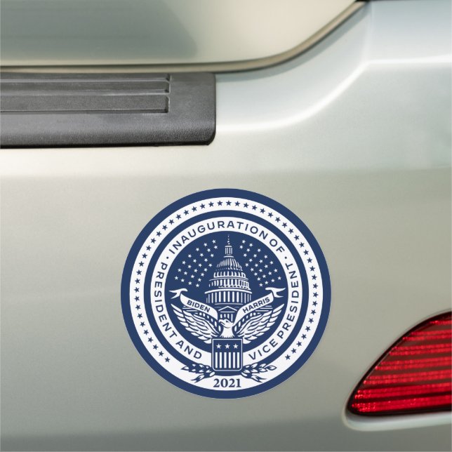 Biden Harris Inaugural Logo Inauguration Day Blue Car Magnet (In Situ)