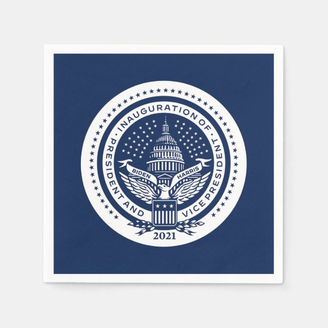 Biden Harris Inaugural Logo Inauguration Day Blue Napkins (Front)