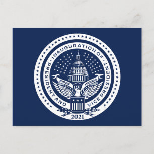 Biden Harris Inaugural Logo Inauguration Day Blue Postcard