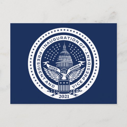Biden Harris Inaugural Logo Inauguration Day Blue Postcard