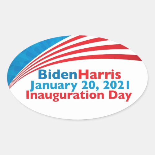 Biden Harris Inauguration Day American Flag Oval Sticker