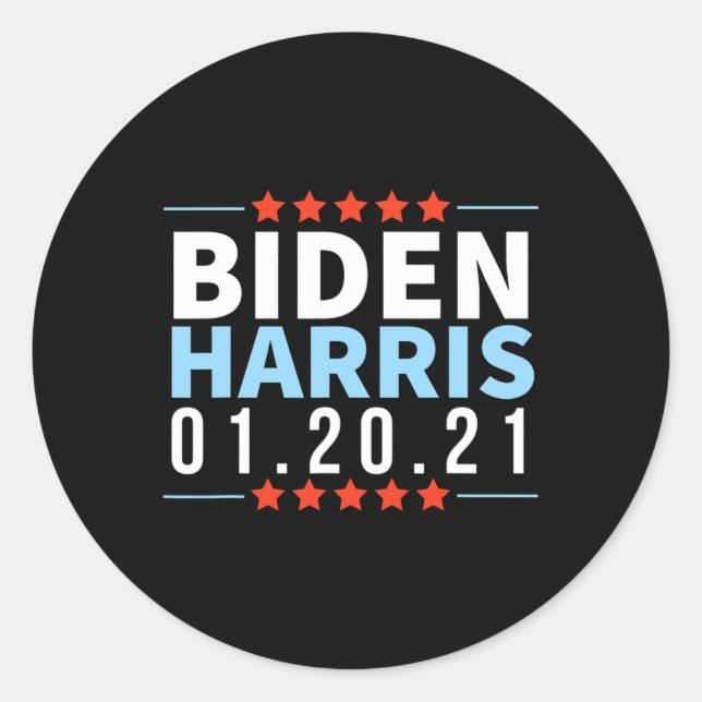 Biden Harris January 2021 Election Victory Inaugur Classic Round Sticker (Front)