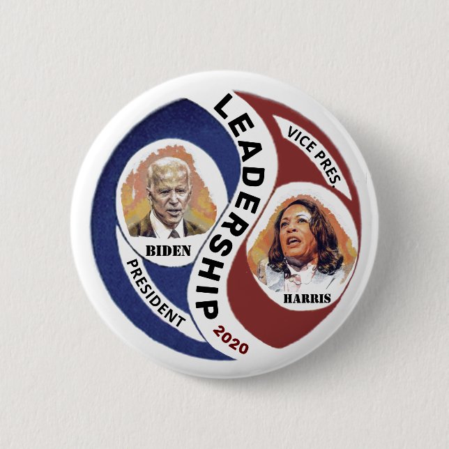 Biden Harris Leadership 2020 Button (Front)