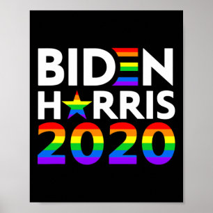 Biden Harris Lgbt Gay Pride Rainbow Flag Poster