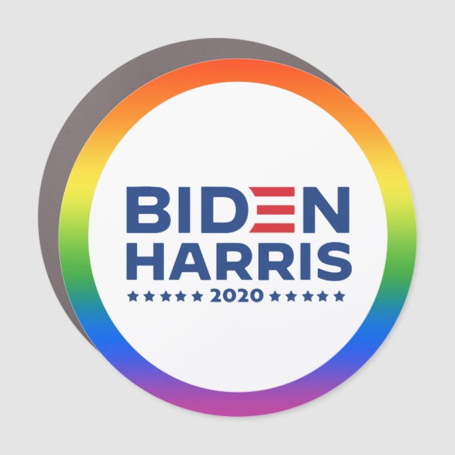 BIDEN HARRIS - LGBT Rainbow Pride Car Magnet (Front)