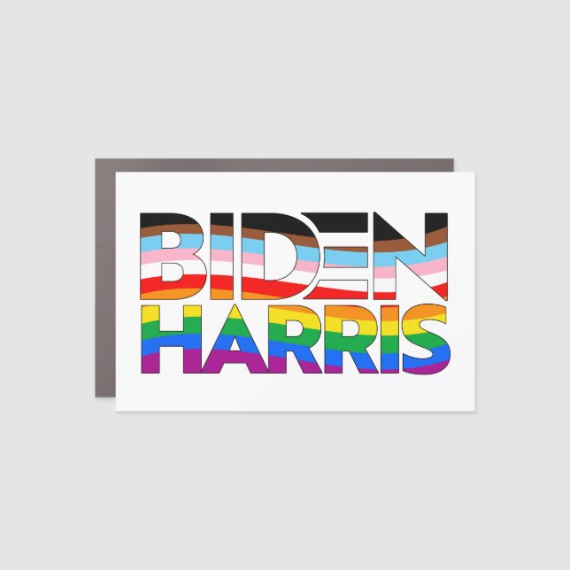 Biden Harris LGBTQ+ Pride Car Magnet (Front)