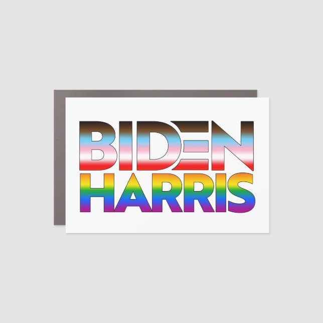 Biden Harris LGBTQ+ Pride Car Magnet (Front)
