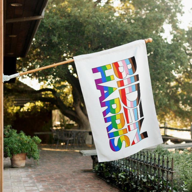 Biden Harris LGBTQ+ Pride House Flag (In SItu)
