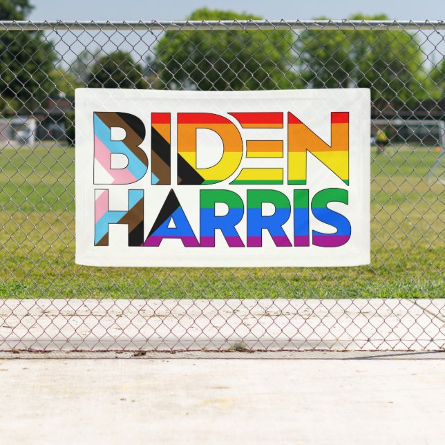 Biden Harris LGBTQ+ Progress Pride Banner (Insitu)
