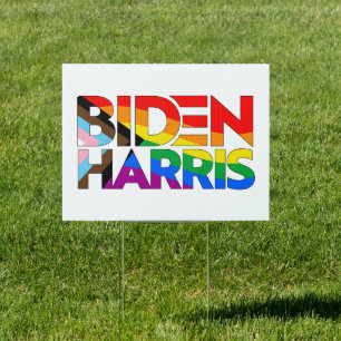 Biden Harris LGBTQ+ Progress Pride Sign